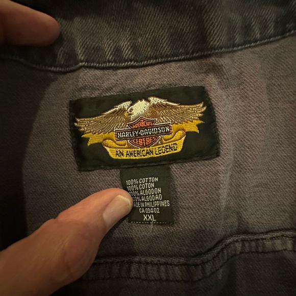 Vintage Harley-Davidson Gray Denim Vest - Picture 5 of 5